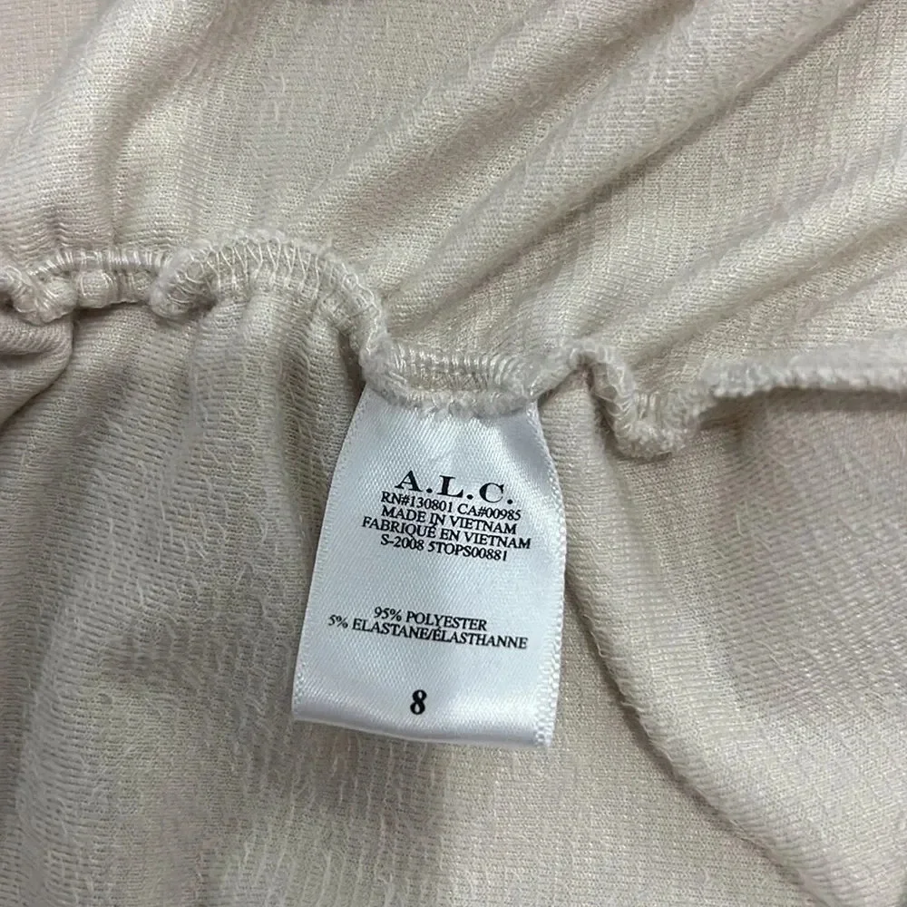 A.C.L Ivory Rice Joss Mock Neck Long Sleeve Velvet Top size 8 - Picture 9 of 11